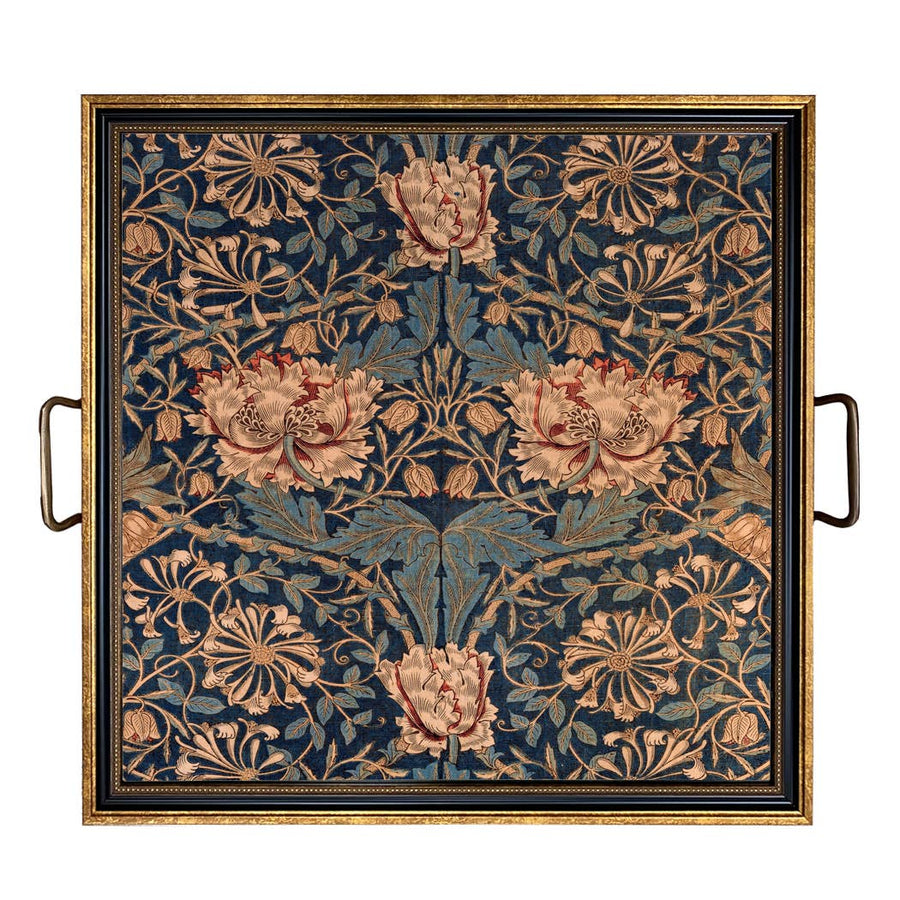William Morris Honeysuckle Decorative Tray with Brass Handle: Small