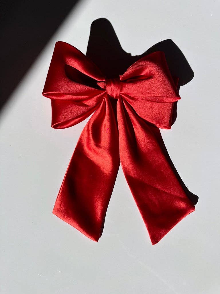 The Perfect Long Satin Hair Bow Barrette: White