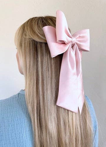 The Perfect Long Satin Hair Bow Barrette: White