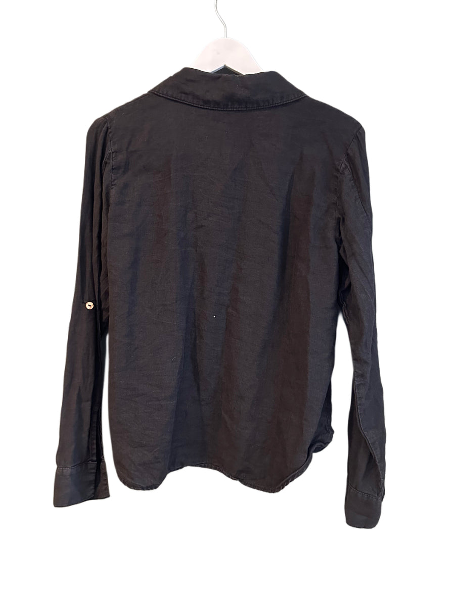 Black Linen Button Up, 1990’s, 40” Bust