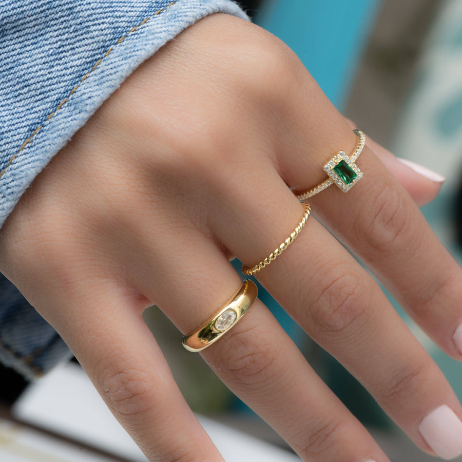 Emerald Dome Ring: Gold / 10 / White CZ
