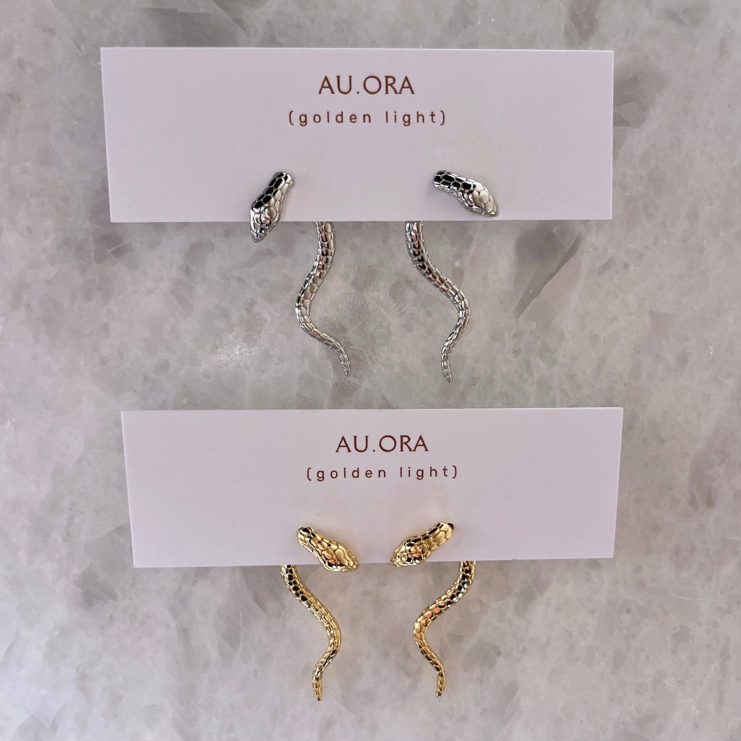 Serpentine Earrings: Gold