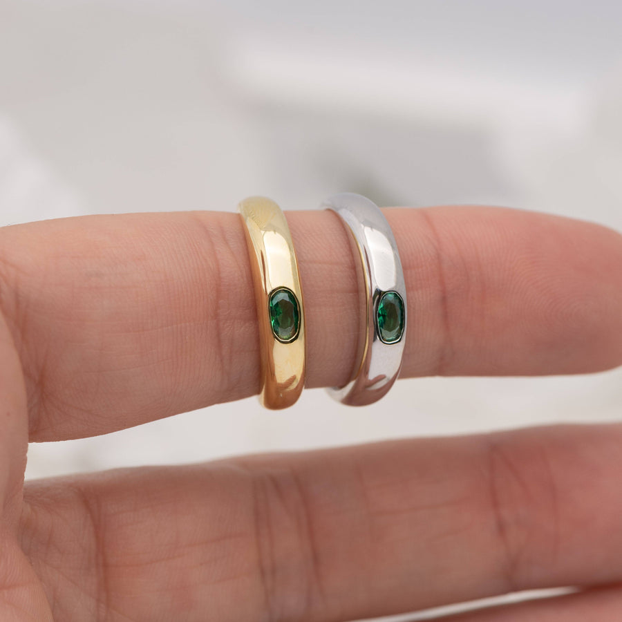 Emerald Dome Ring: Gold / 10 / White CZ