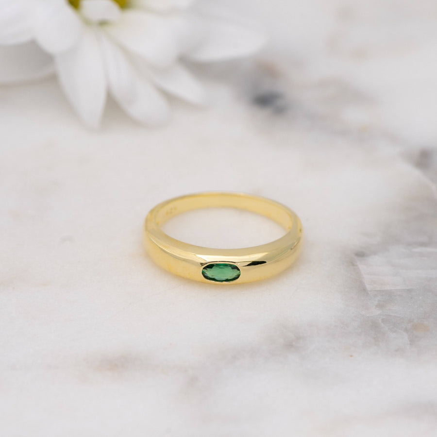 Emerald Dome Ring: Gold / 10 / White CZ