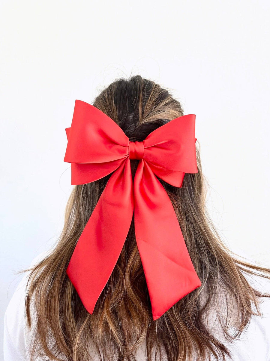 The Perfect Long Satin Hair Bow Barrette: White