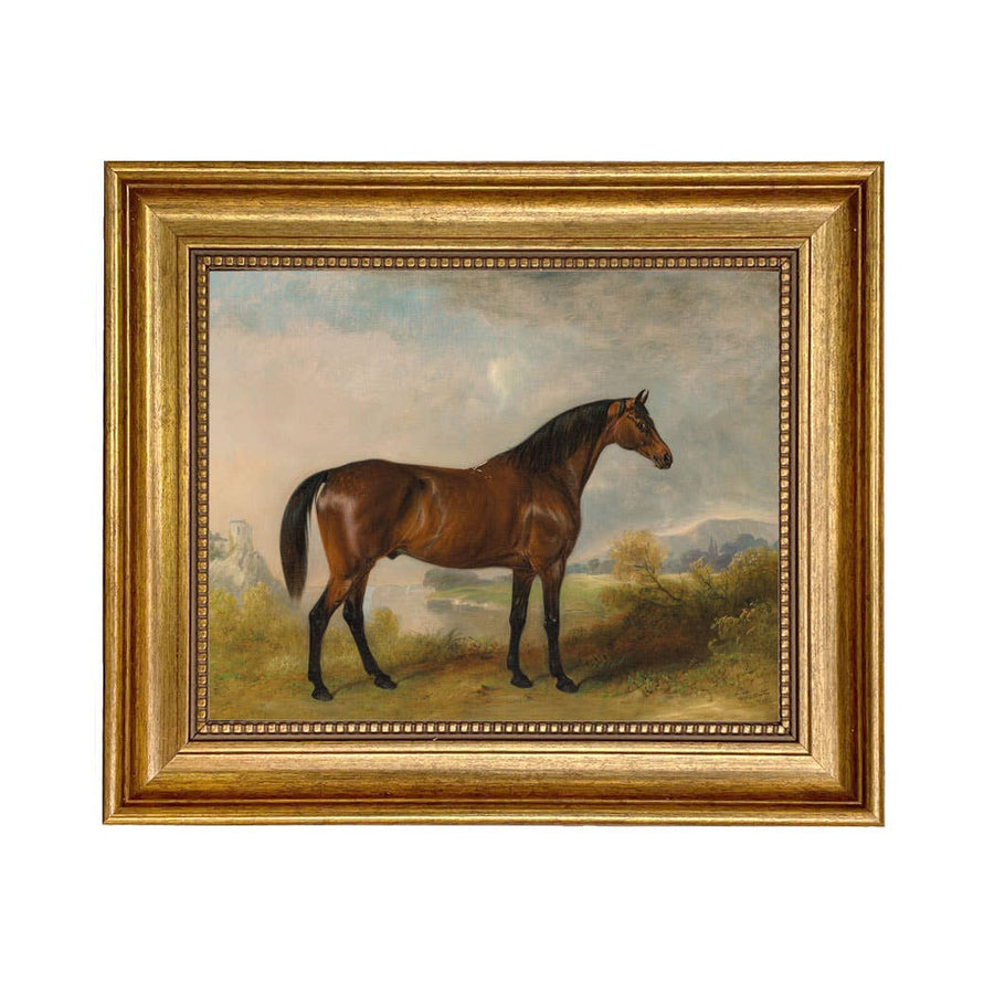 A Bay Hunter Framed Oil Painting Print on Canvas: Antiqued Gold / 5" x 6"