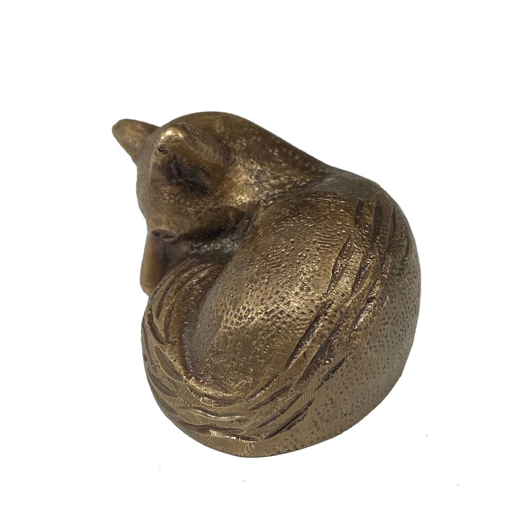 2-1/2" Antiqued Brass Sleeping Fox Tabletop Decor