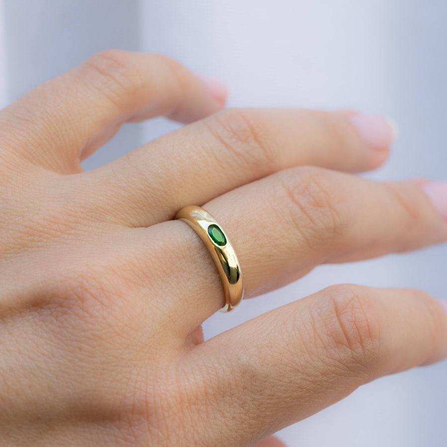Emerald Dome Ring: Gold / 8 / Emerald