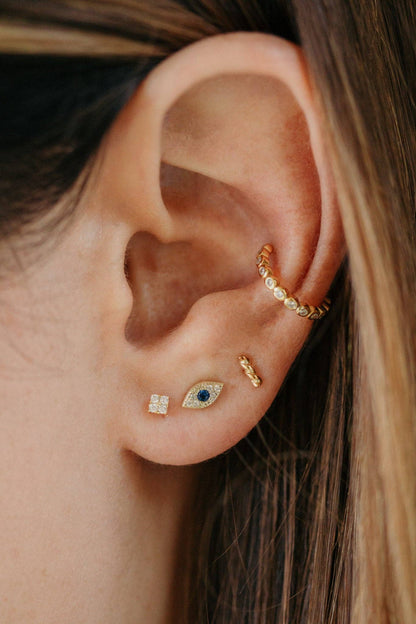 Luciana earrings - mini evil eye stud earrings: Silver