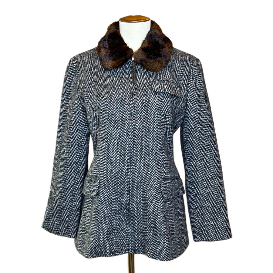 Tweed Ralph Lauren Coat with fur collar, 1990s, 34” Bust