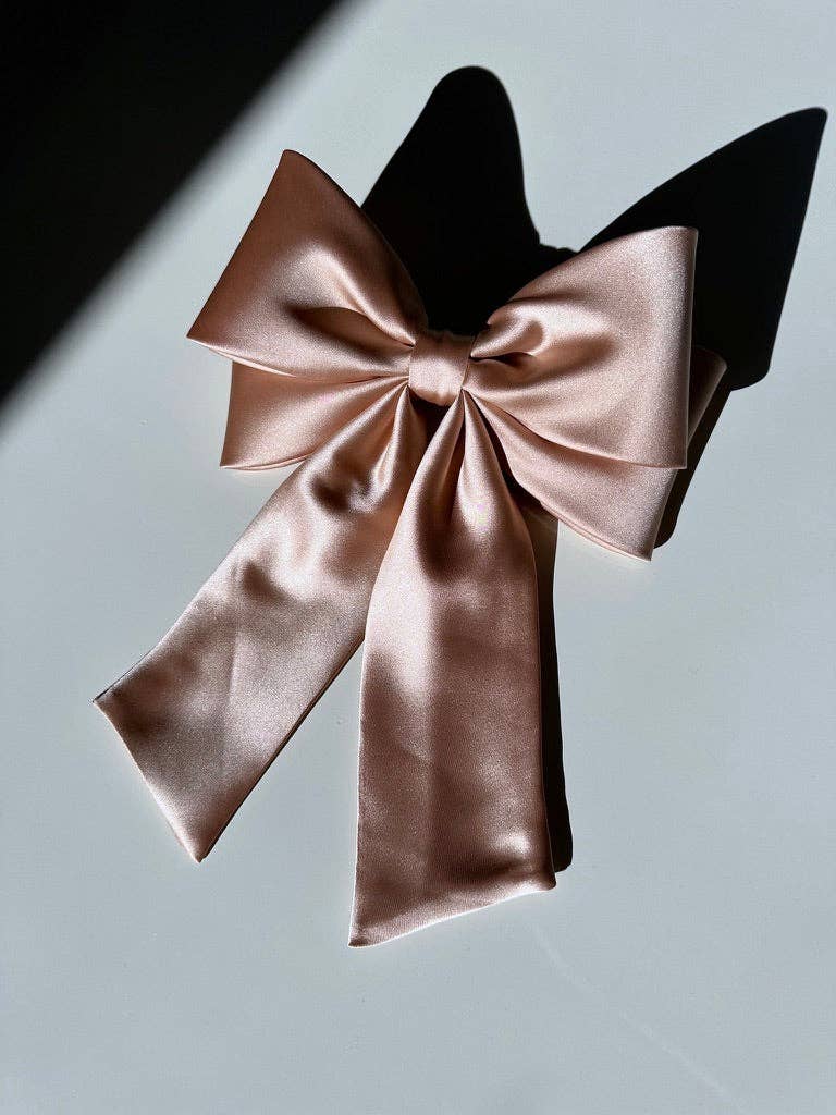 The Perfect Long Satin Hair Bow Barrette: White