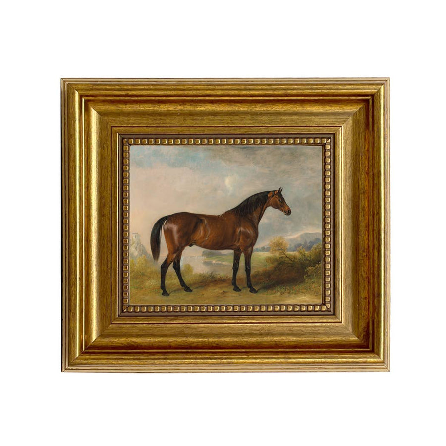 A Bay Hunter Framed Oil Painting Print on Canvas: Antiqued Gold / 5" x 6"