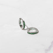 Emerald Baguette Huggies: Gold