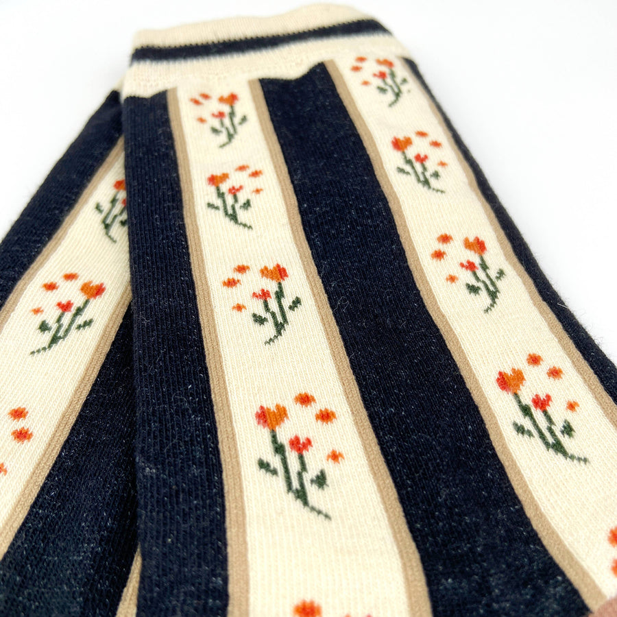 Combed cotton women's socks floral lolita mid-calf socks aut: Tulip