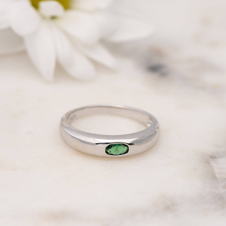 Emerald Dome Ring: Gold / 10 / White CZ