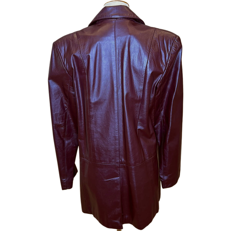 Burgundy Leather Jacket, 1970s, 42” Bust