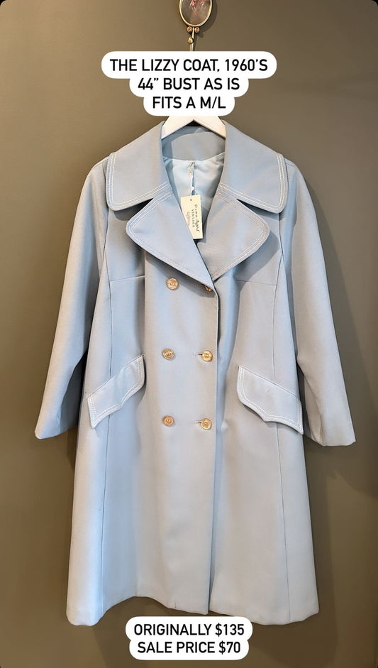 The Lizzy Coat, 1960’s, 44” Bust, As Is