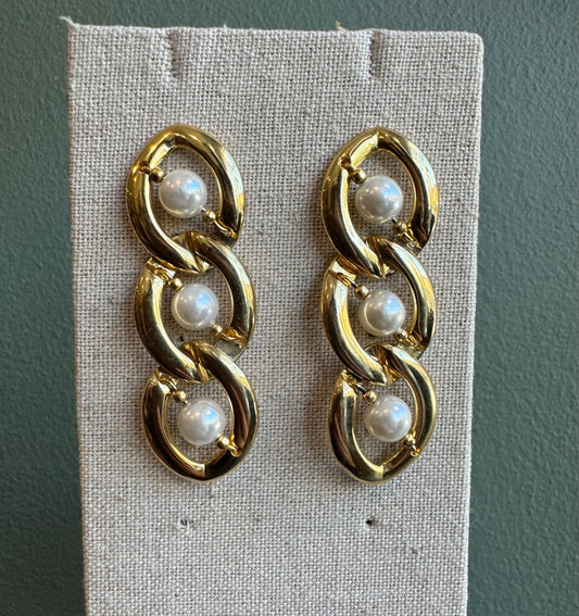 Chunky Pearl Chain Earrings