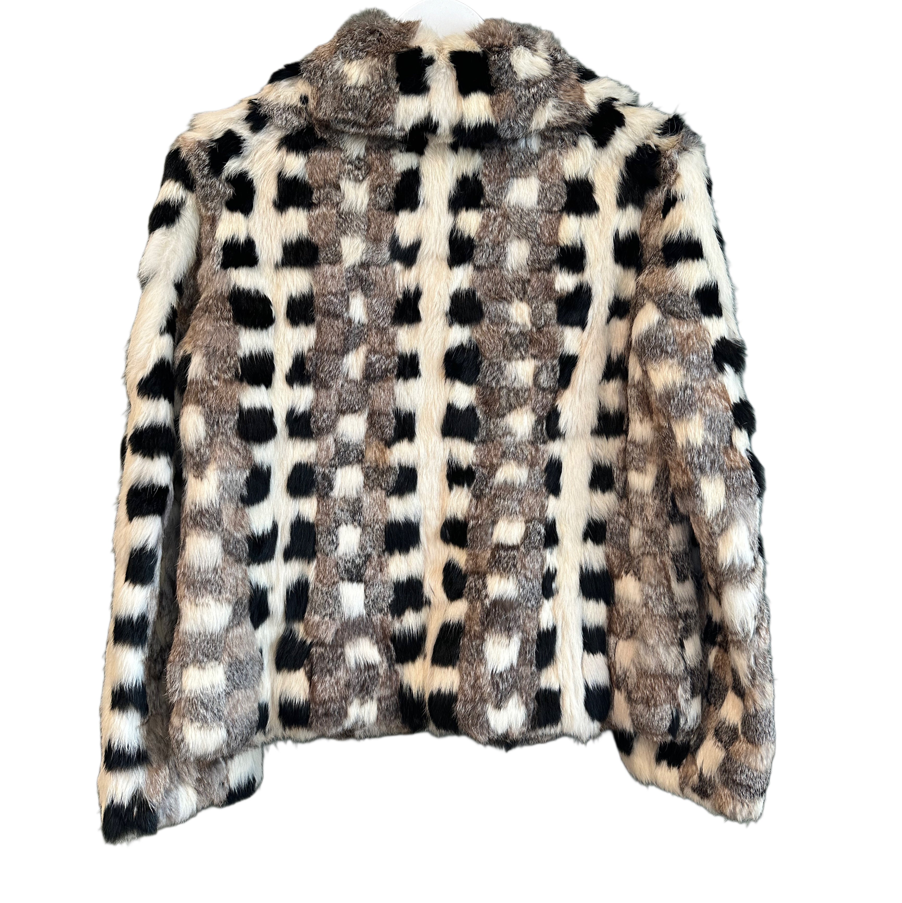 Checkered Rabbit Fur Jacket, 38" Bust, 1970’s