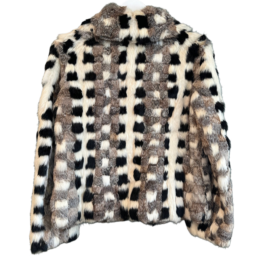 Checkered Rabbit Fur Jacket, 38" Bust, 1970’s