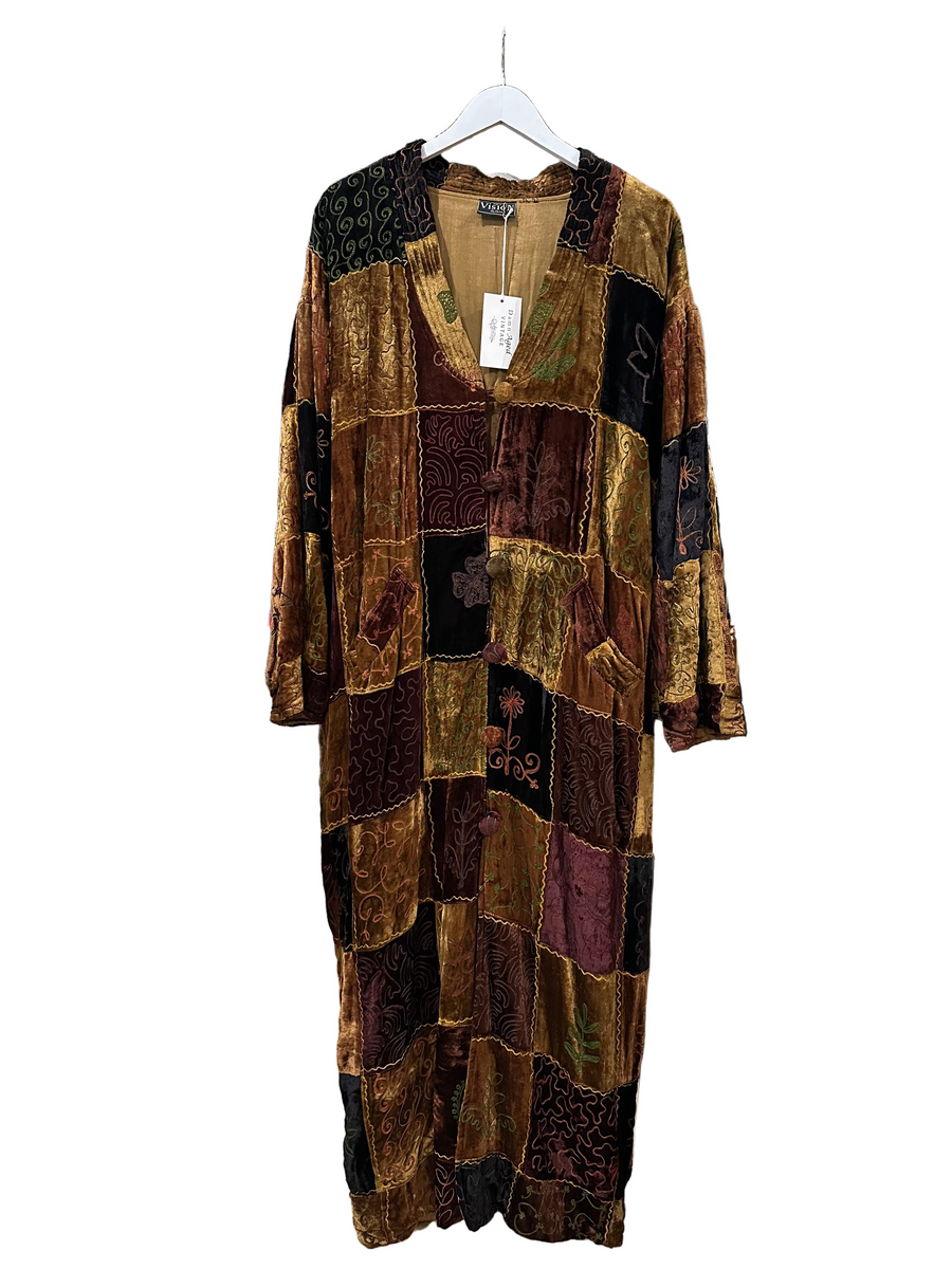 Velvet Embroidered Duster, 1990s, 54” Bust