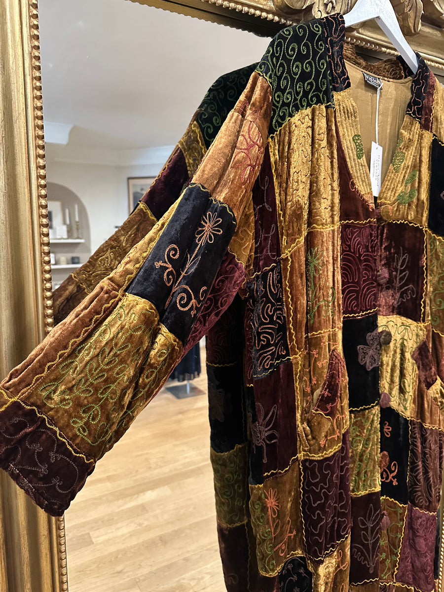 Velvet Embroidered Duster, 1990s, 54” Bust