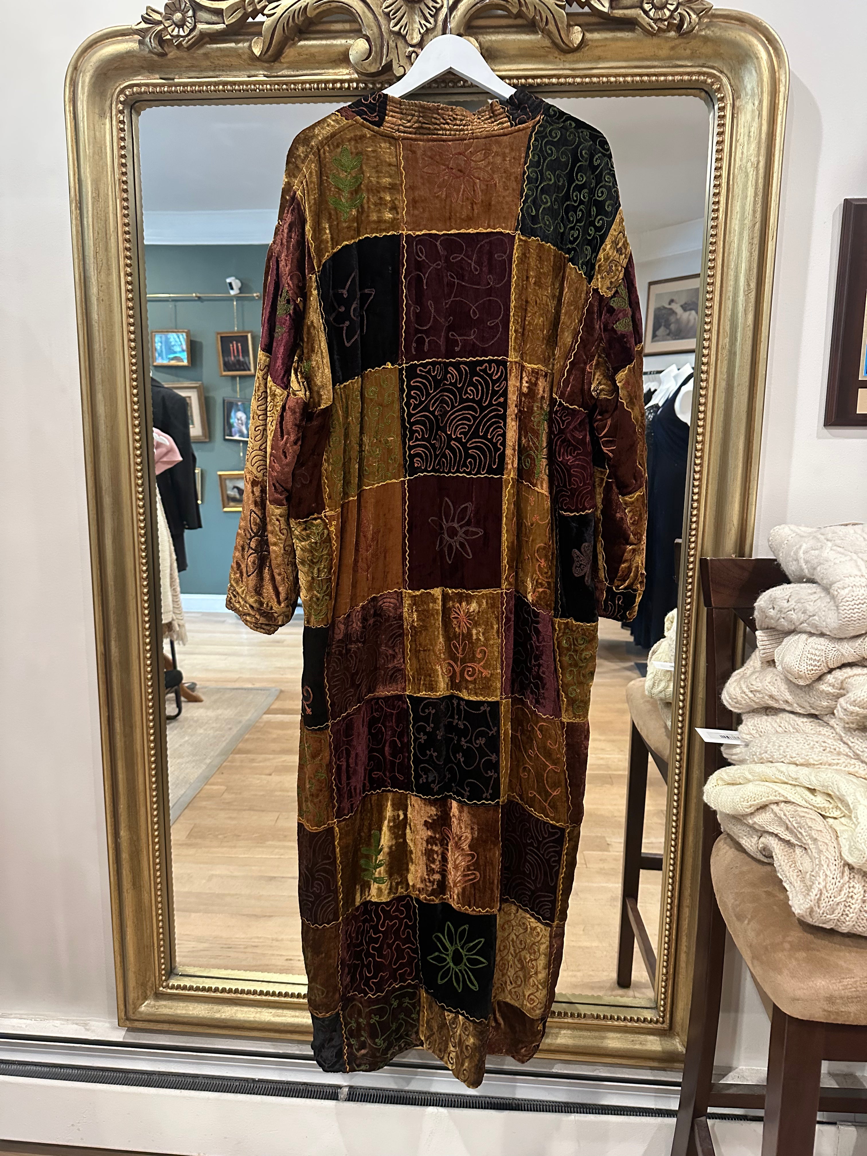 Velvet Embroidered Duster, 1990s, 54” Bust
