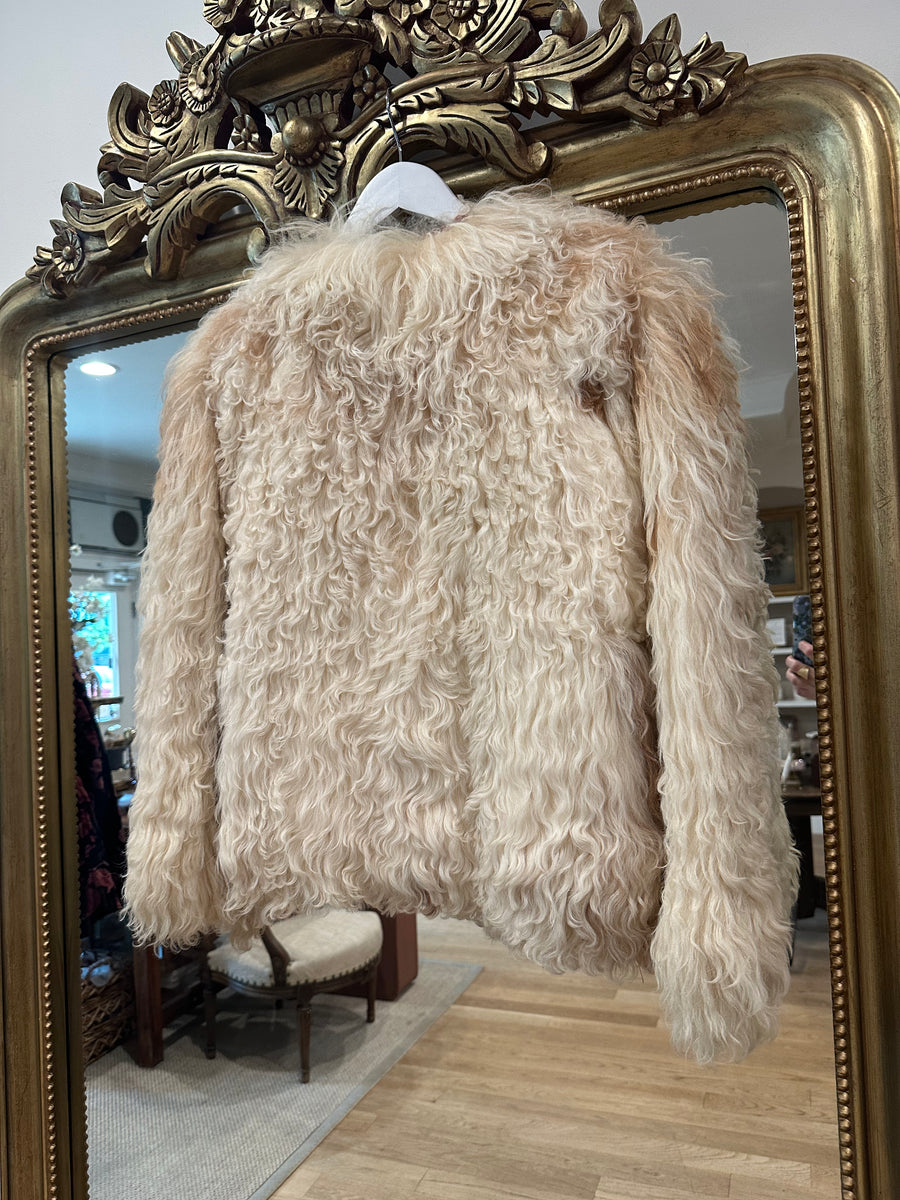 Curly Lamb Bomber, 1970’s, 40” Bust, As is