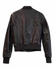 Black Leather Bomber, 1990s, 36” Bust