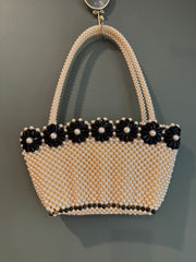Black and white floral beaded bag