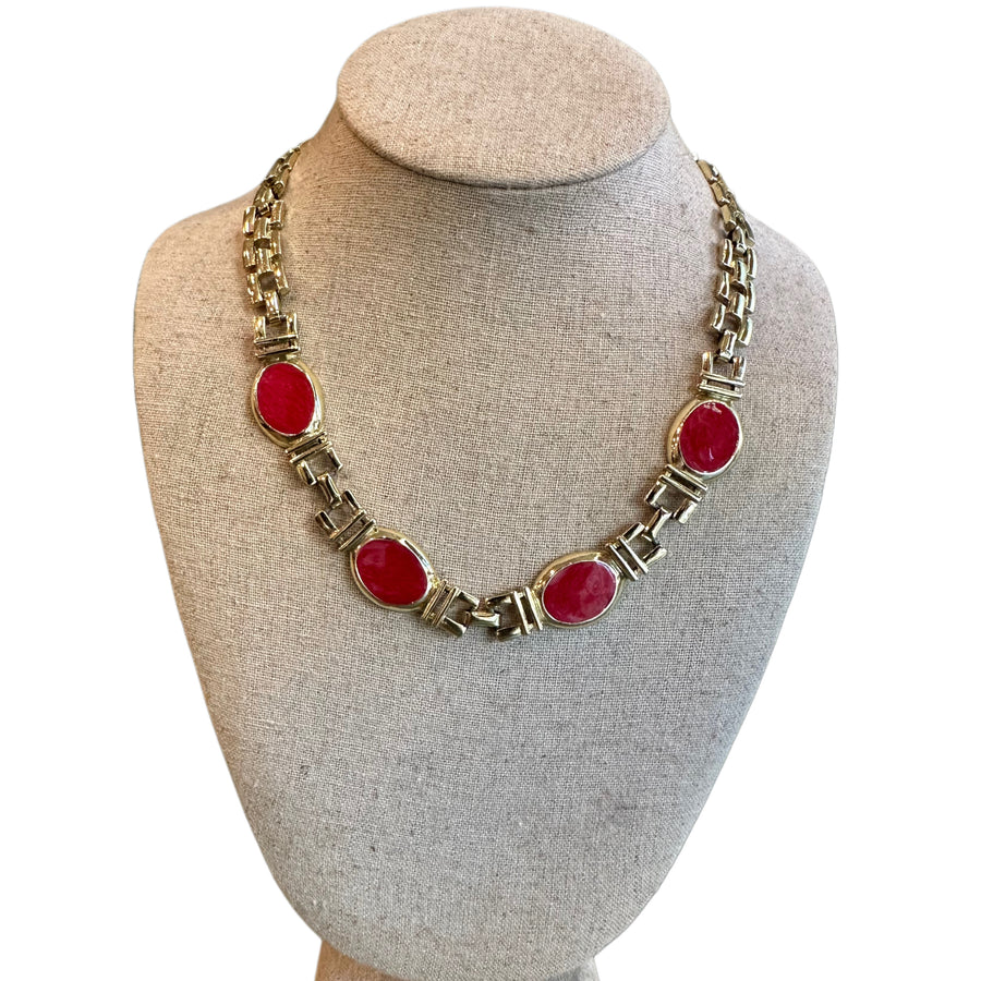 red and gold chain necklace