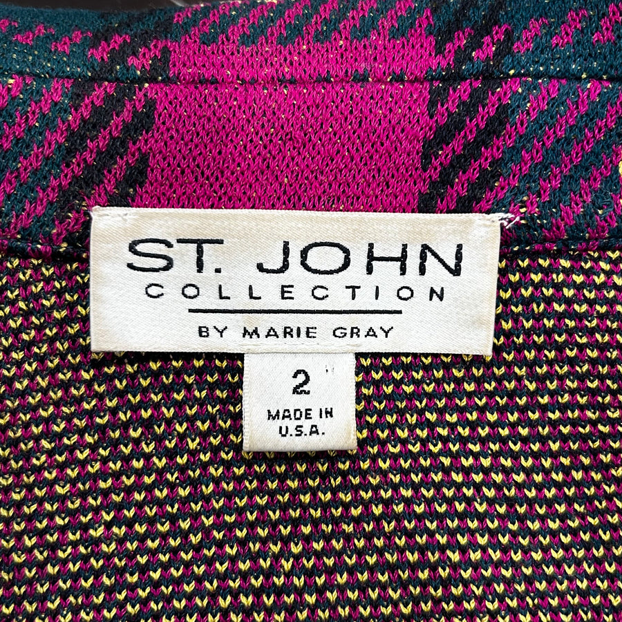 St John Jacket Pink Plaid Jacket, 35" Bust (Elaine)