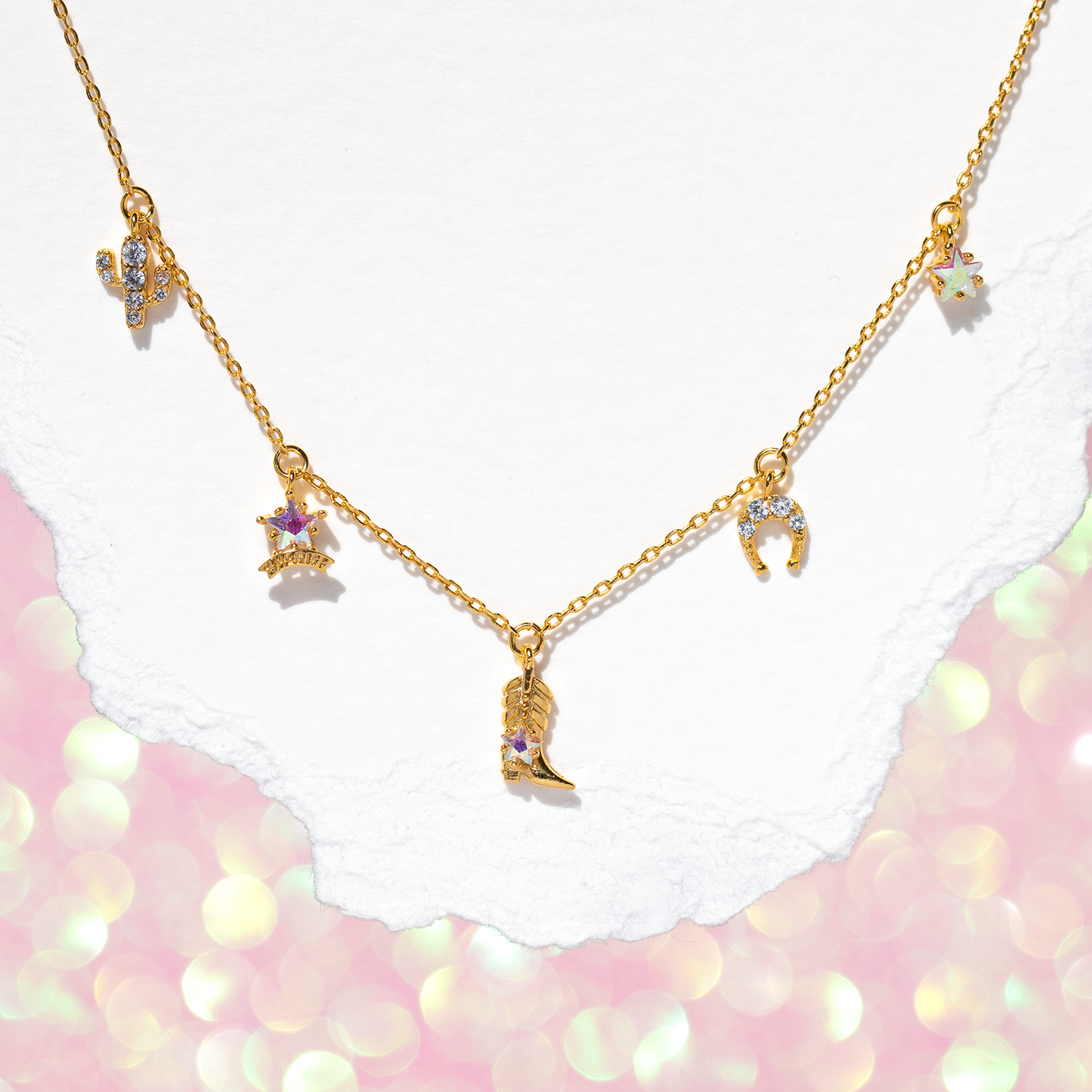 Charming Cowgirl Necklace: Gold