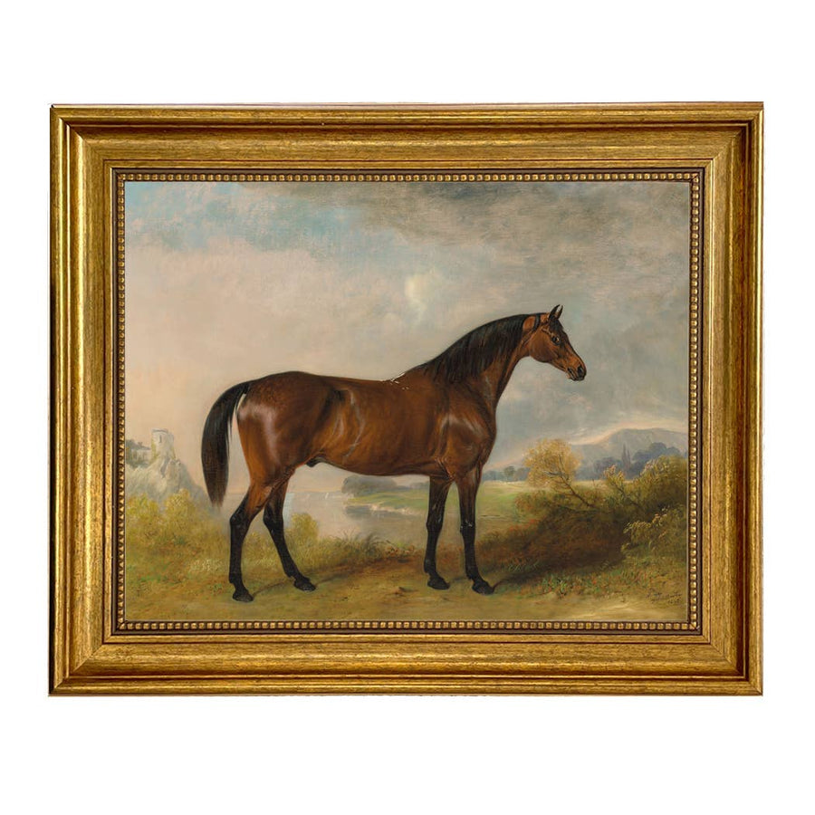 A Bay Hunter Framed Oil Painting Print on Canvas: Antiqued Gold / 5" x 6"