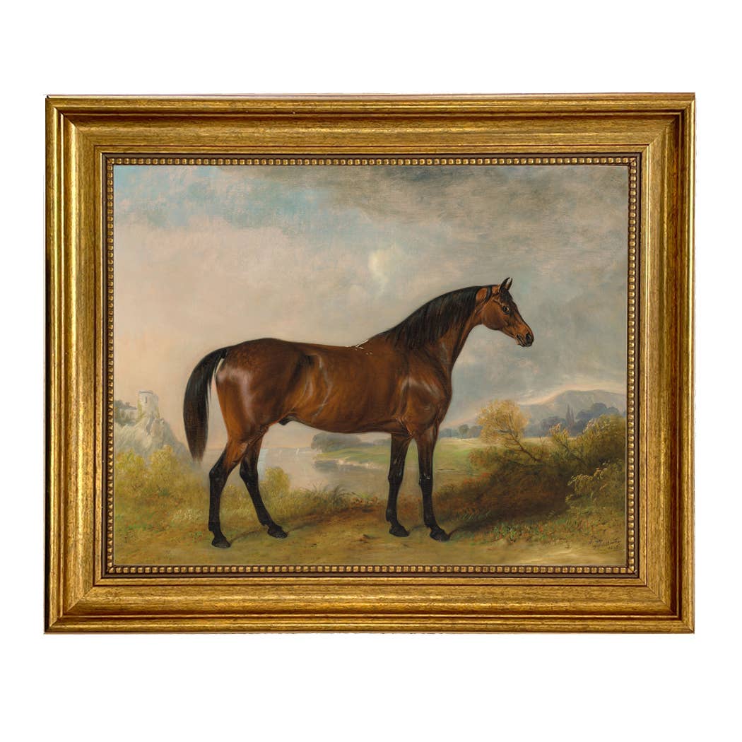 A Bay Hunter Framed Oil Painting Print on Canvas: Antiqued Gold / 8" x 10"