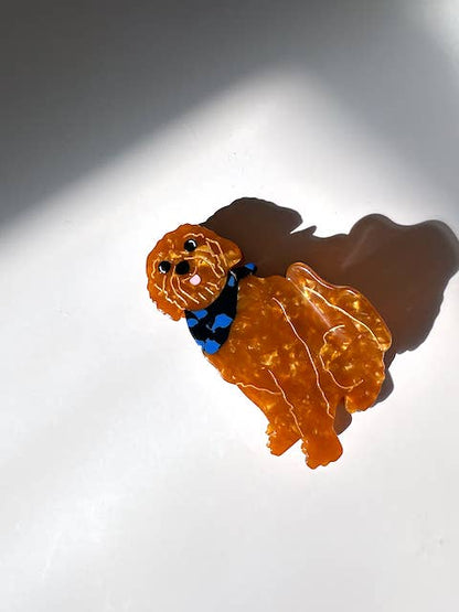 Hand-painted Golden Doodle Dog Claw Hair Clip | Eco-Friendly: Apricot