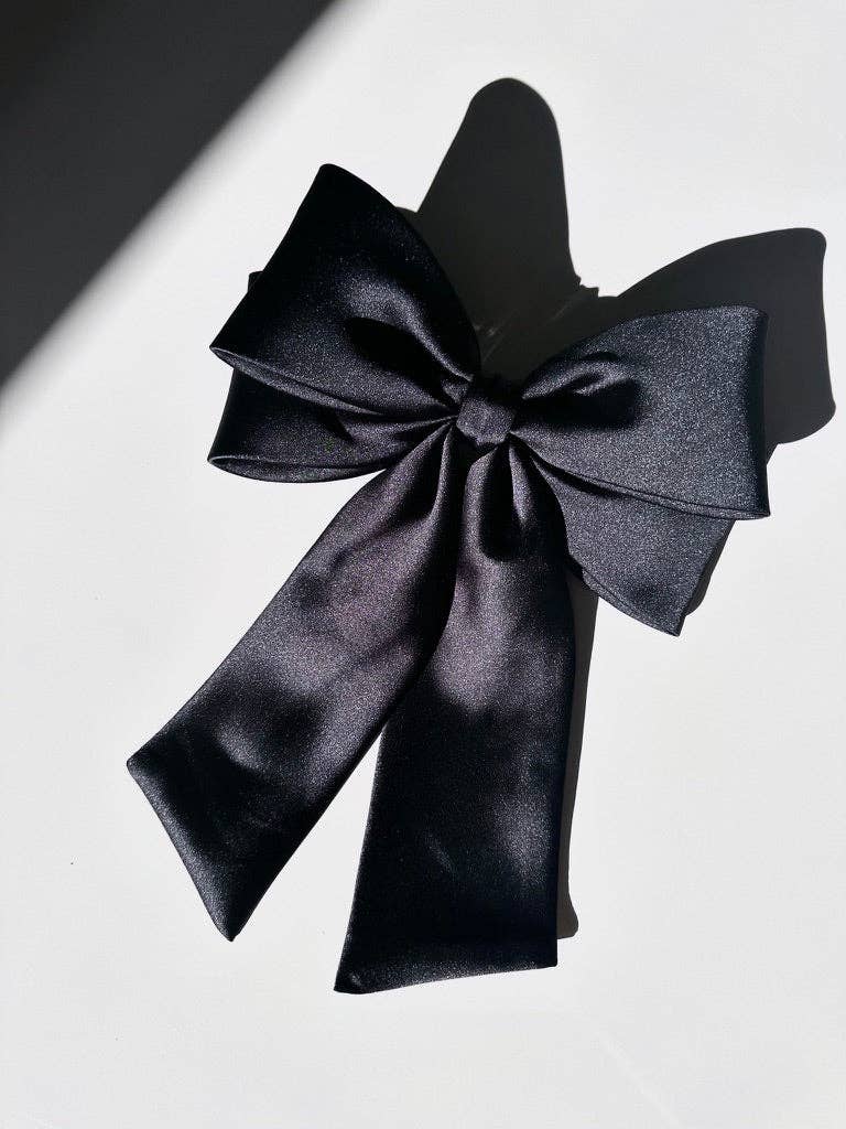 The Perfect Long Satin Hair Bow Barrette: White