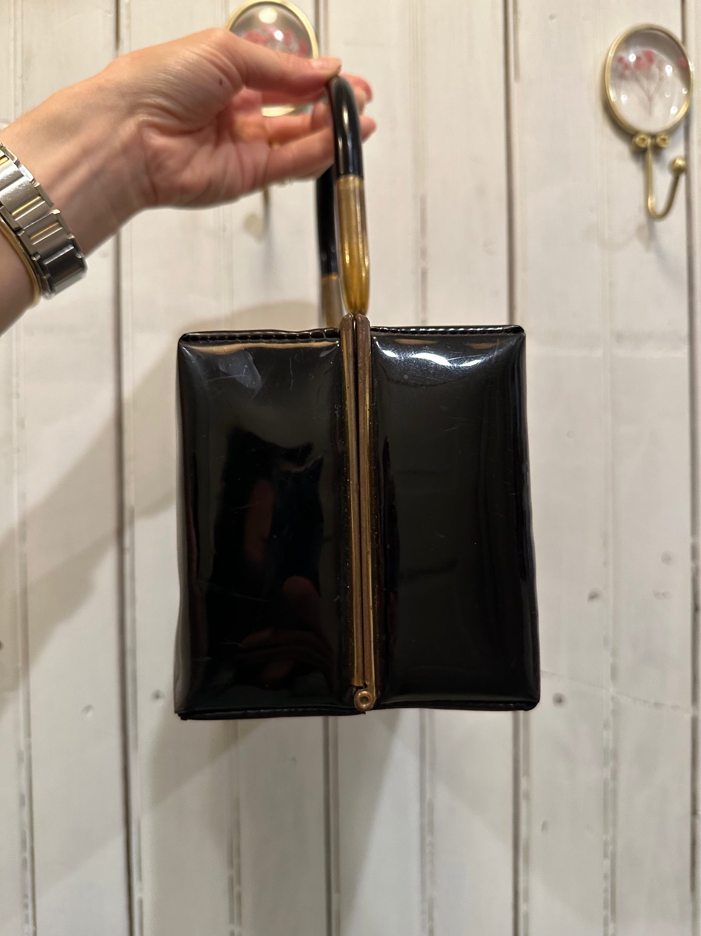 Black patent leather box bag *very rare*