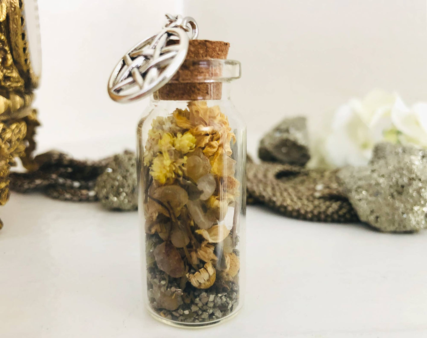 Gold Witch Spell Charm Necklace