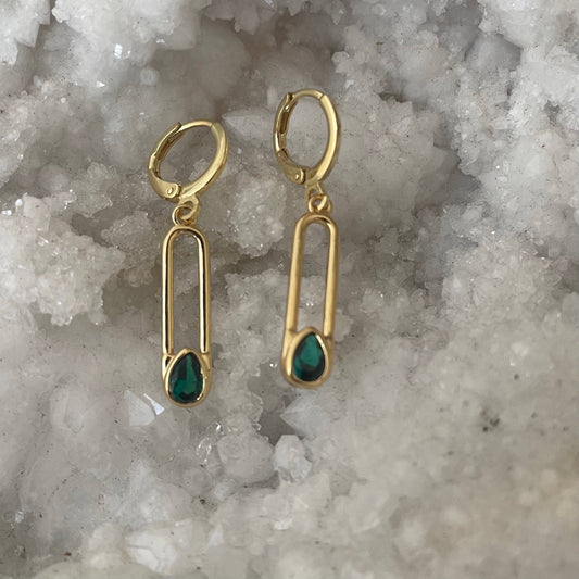 Gold Filled Emerald Stone Earrings