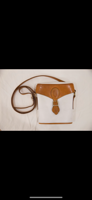 White Leather Satchel with Shoulder Strap