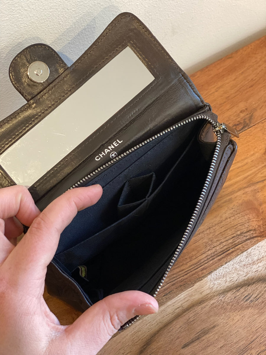 Chanel Chocolate Brown Quilted Flap Cosmetic Case