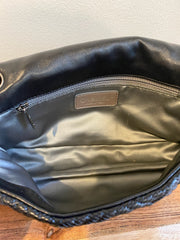 Chanel Black Woven Grid Leather Single Flap Bag