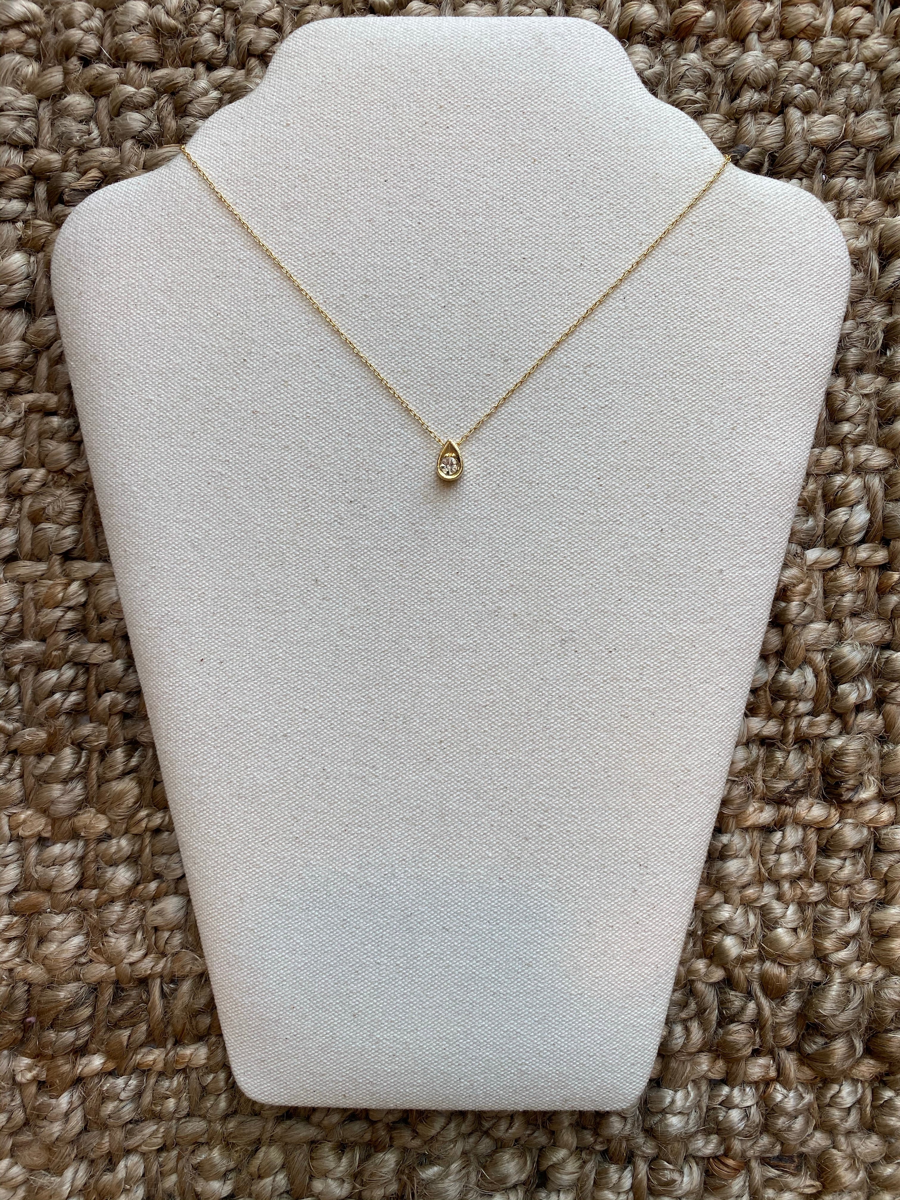 Tiny Crystal Drop Necklace