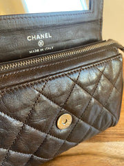 Chanel Chocolate Brown Quilted Flap Cosmetic Case