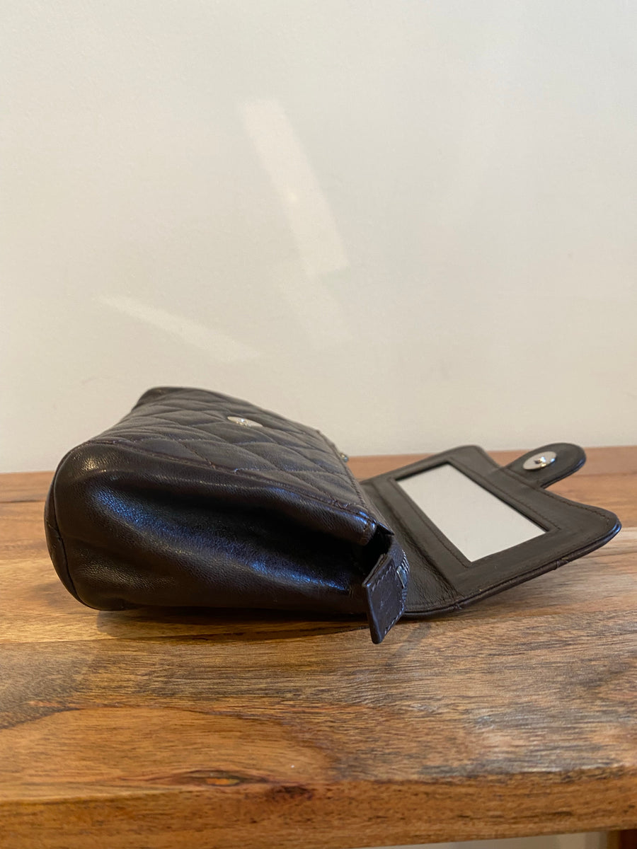 Chanel Chocolate Brown Quilted Flap Cosmetic Case