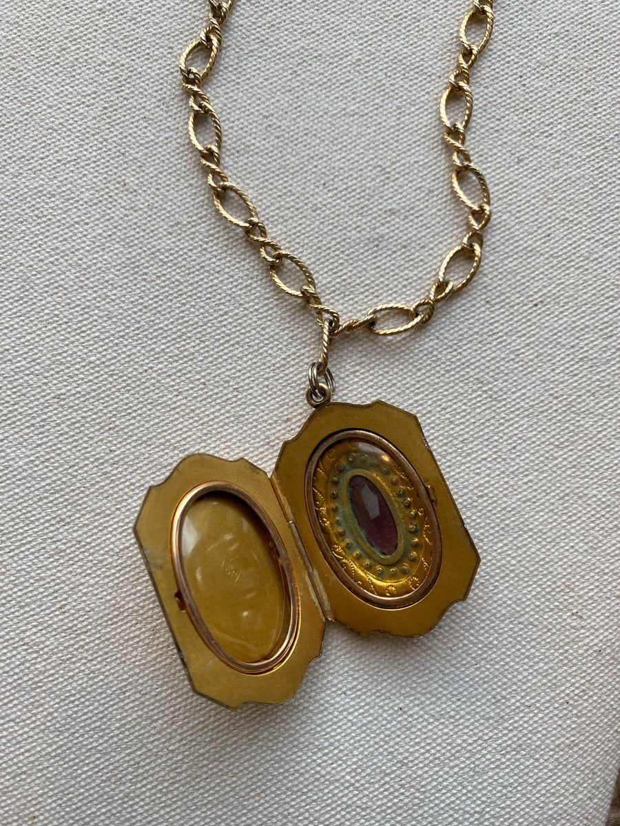 Antique Locket with purple stone, 1920's