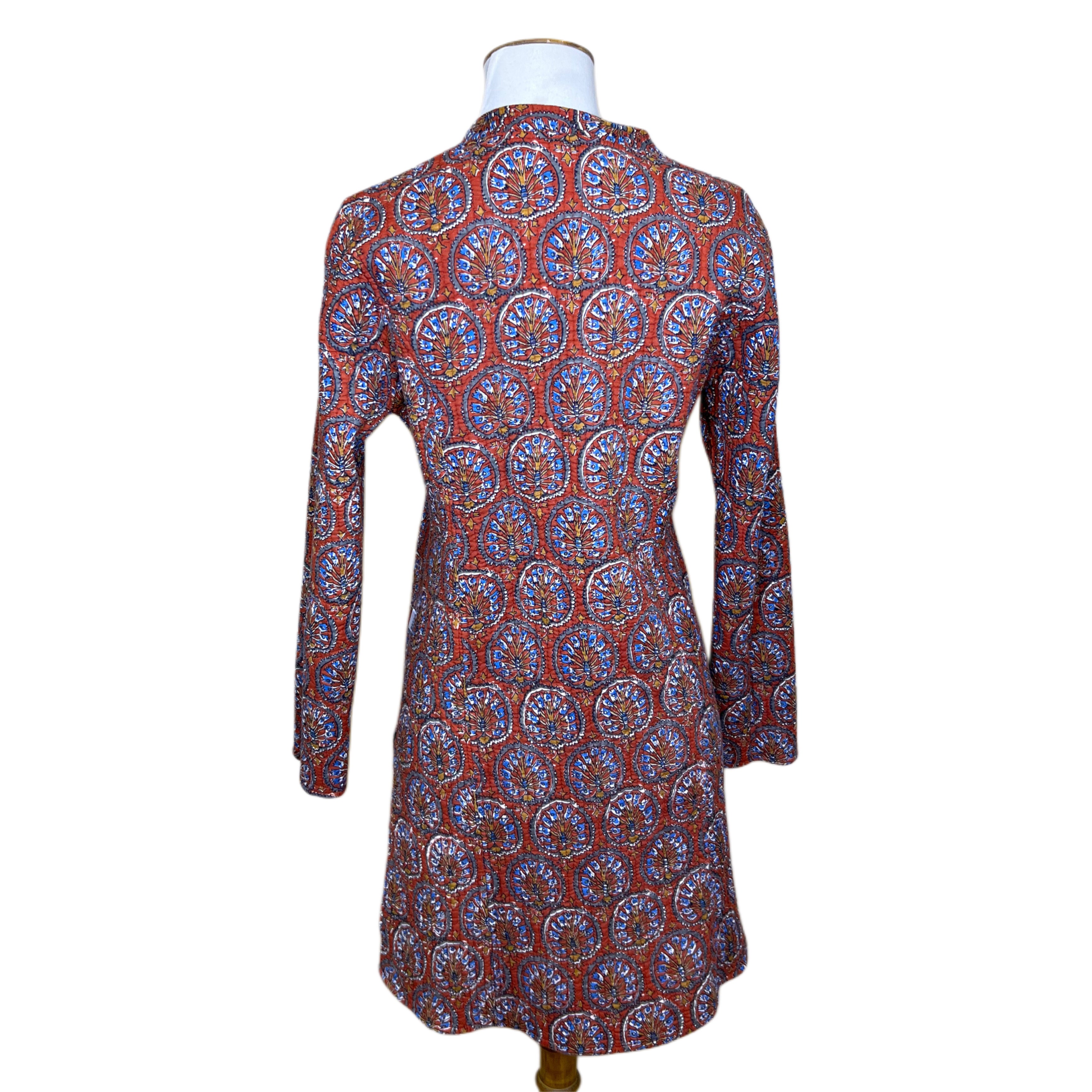 Reversable Red Patterned Quilted Jacket, 1970s, 38” Bust