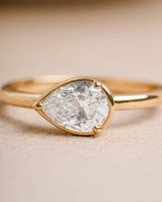 Sideways Bezel Pear Ring: Gold / 8