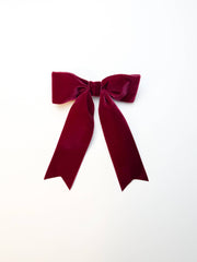 Large Velvet Hair Bow Barrette for Women | Bailee Bow: Wine